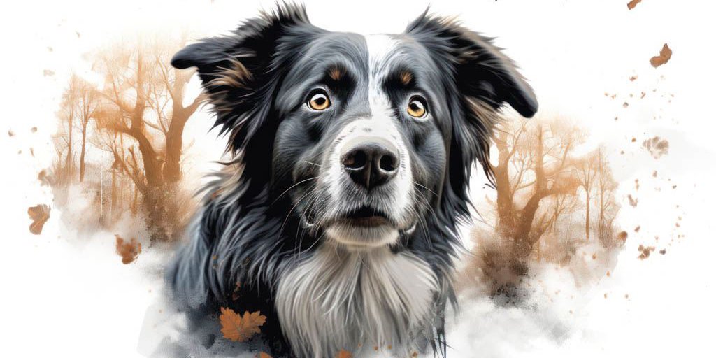 Ein Australian Shepard schaut verängstigt